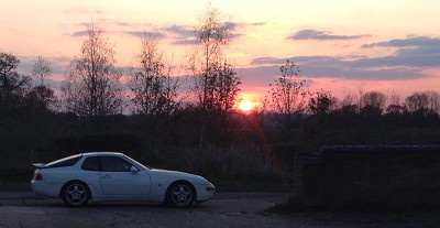 Porsche 968 in the Warwickshire sunset